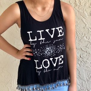 Sun and Moon Fringe Tank Top